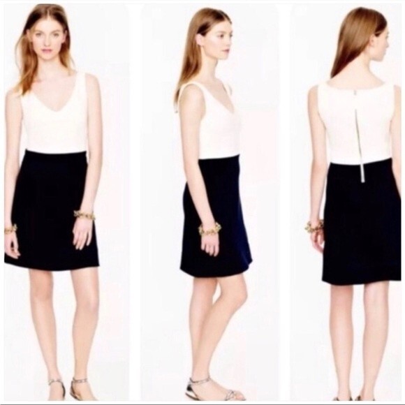 J. Crew Color Block Ponte Sheath Dress Cream and Navy Size 2 - Picture 1 of 6